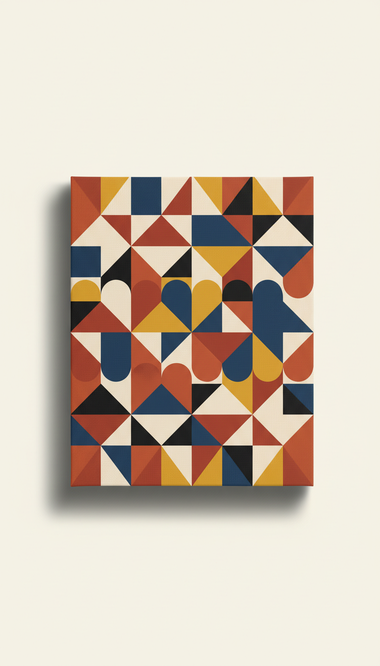 Canvas wrap russet red geometric fine art print