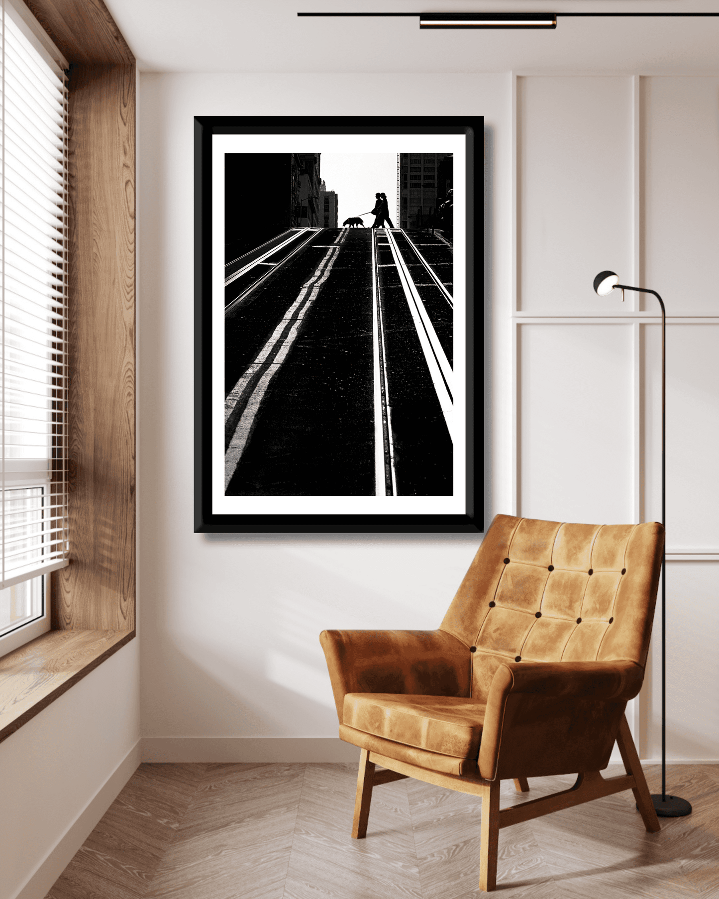 San Francisco Photography-Serendipitous Street Art print in a cozy reading nook, featuring bold contrast and urban street scene for stylish decor.